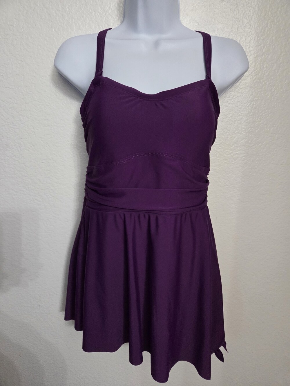 Torrid Wireless Asymmetrical Swim Dress With Brief Women's Size 10 Purple